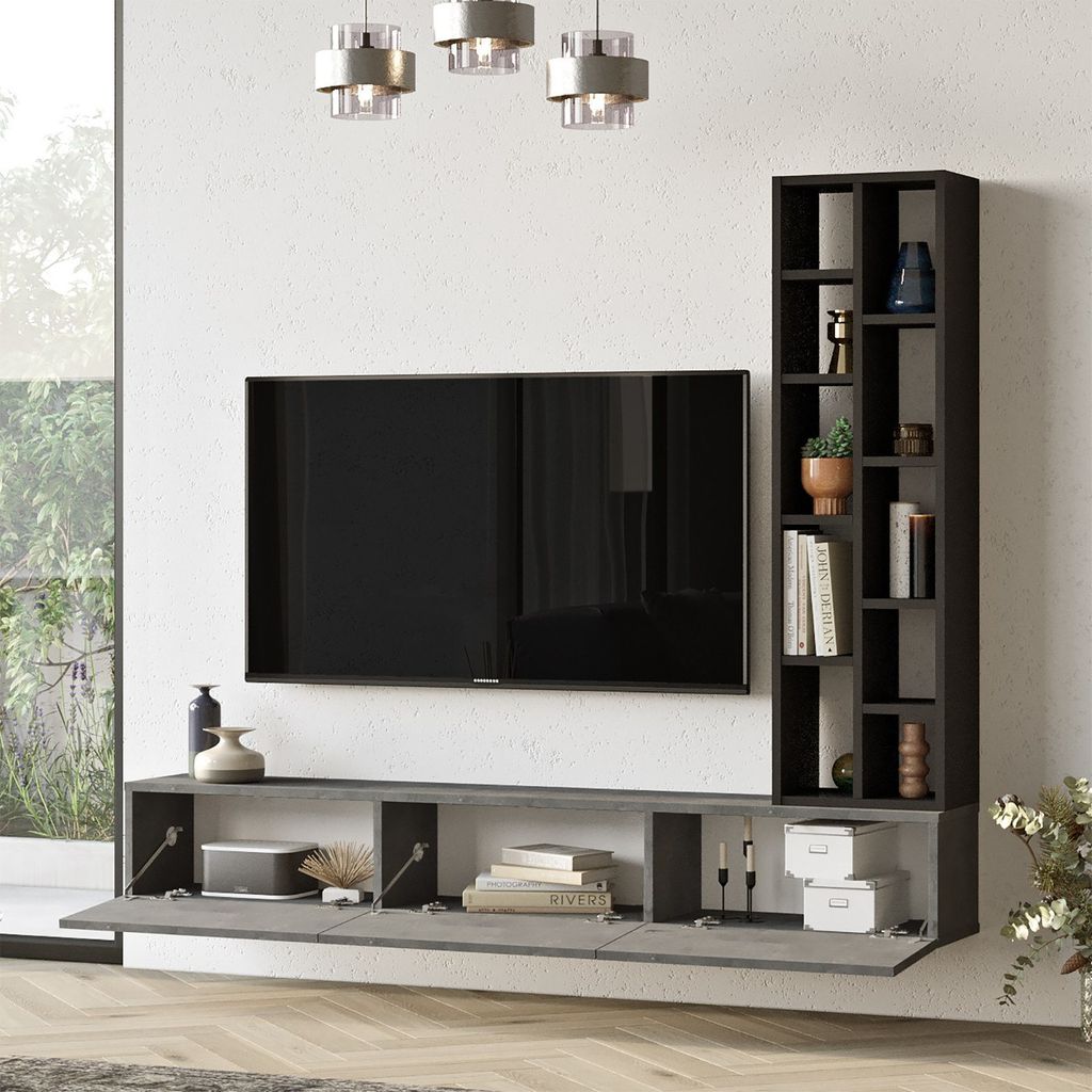 Tv állvány, ezüst, fekete - float - butopêa